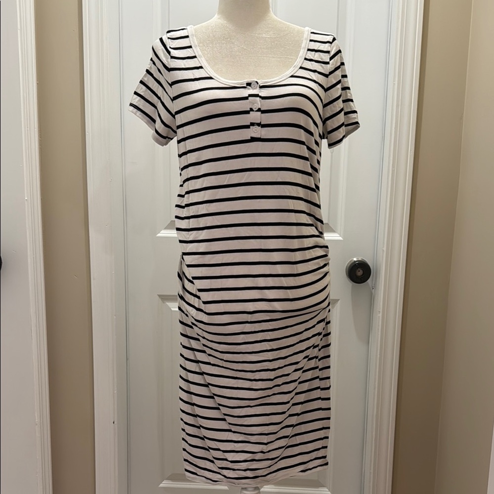 Black and White Sheath Midi Maternity Dress